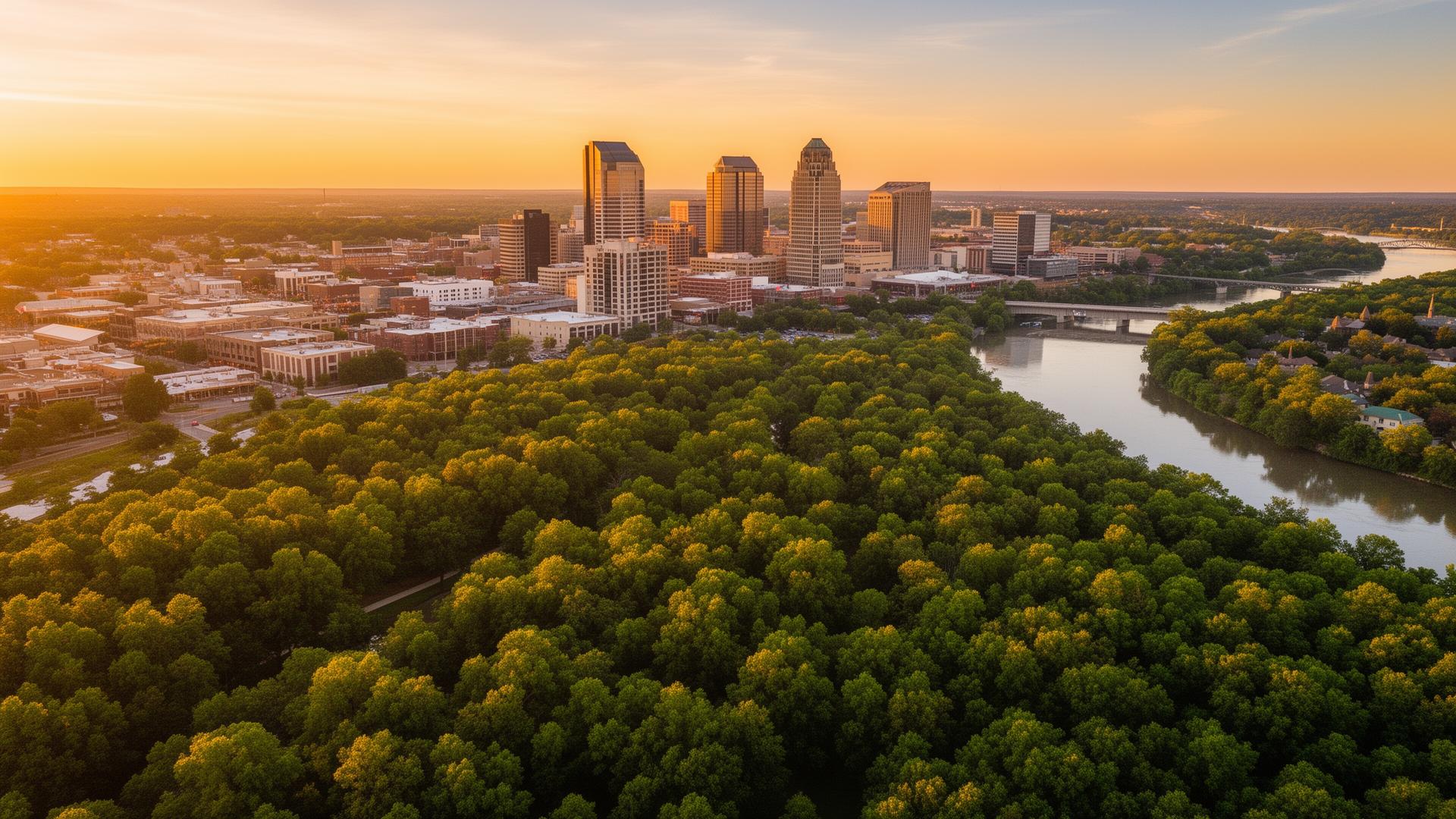 Little Rock skyline at golden hour